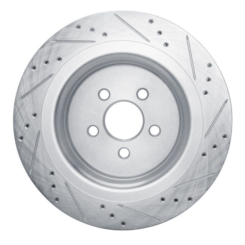 Ford Edge Brake Rotor (1) - Rear Left - R1 Concepts - Drilled & Slotted - Silver - `19-`24